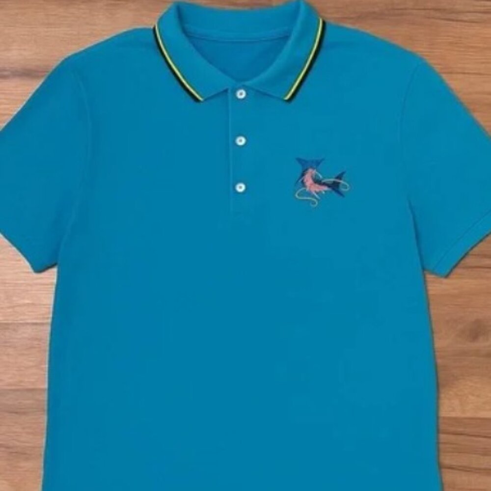 Blue Embroidered Polo Shirt Size L